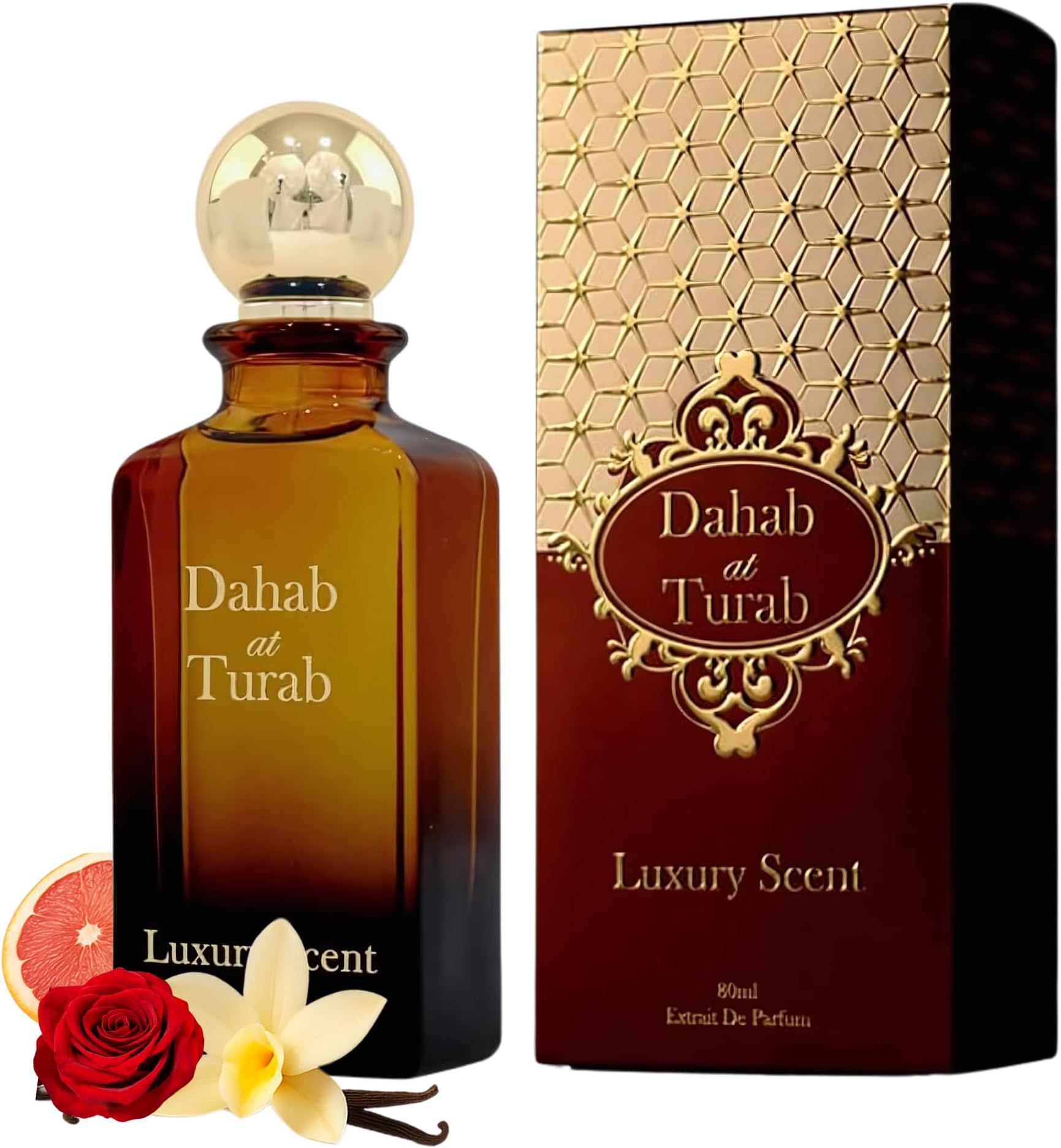Perfume Dahab At Turab 80ml Extrait by Luxury Scent – Long Lasting Unisex Arabian Fragrance with Vanilla, Caramel & Musk, Warm Oriental Scent for Men & Women, Premium Daily Wear Perfume