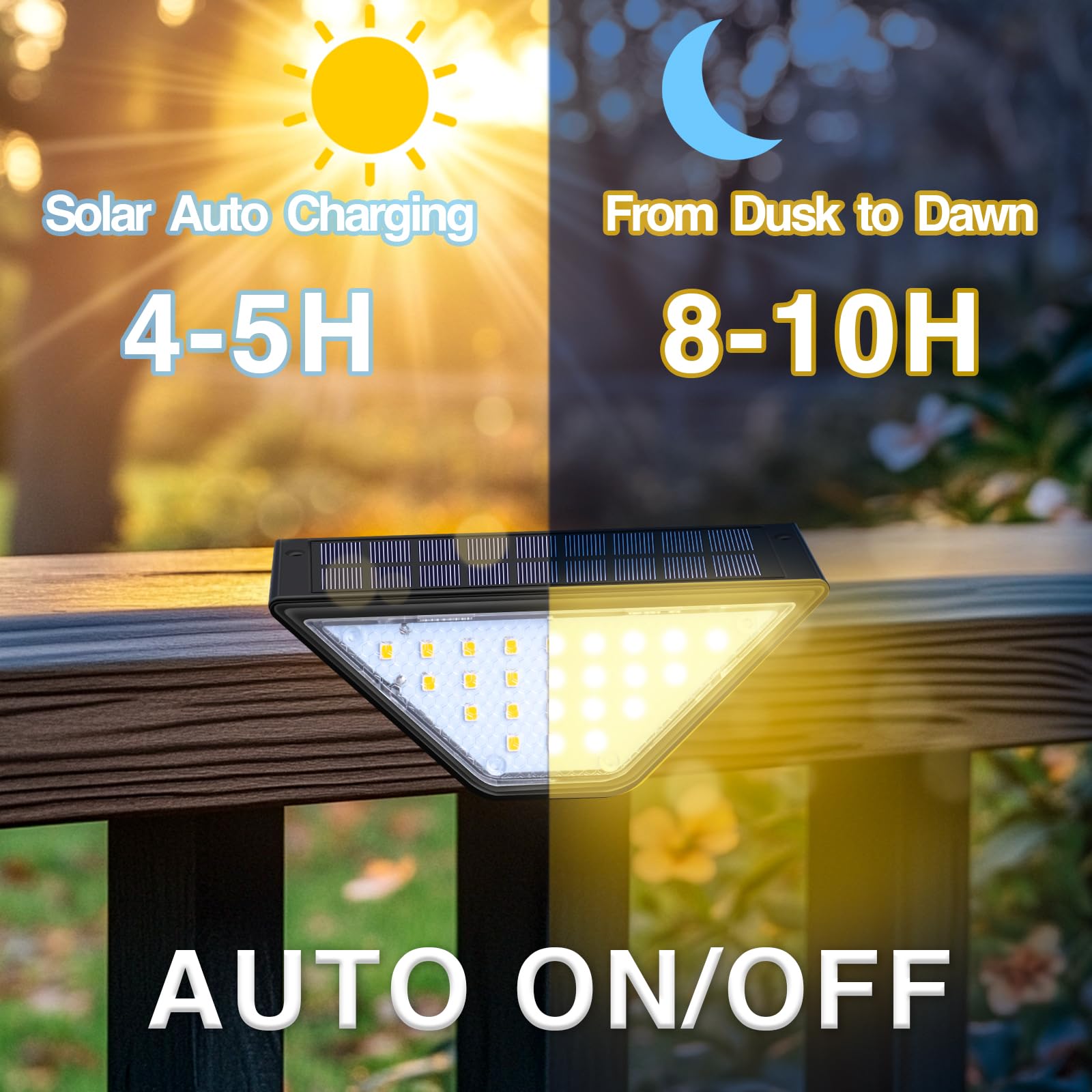XUHSOLMP Solar Step Lights Outdoor – 24 LED Waterproof Triangle Lights For Stairs, Fences, Patios & Walkways, IP65, Auto On/Off, 4-Pack With Adhesive & Screws