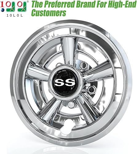 Miniatura 2 de 10L0L Cubiertas de rueda SS para carrito de golf EZGO, Club Car, Yamaha  8 pulgadas de montaje a presión, cromado, juego de 4