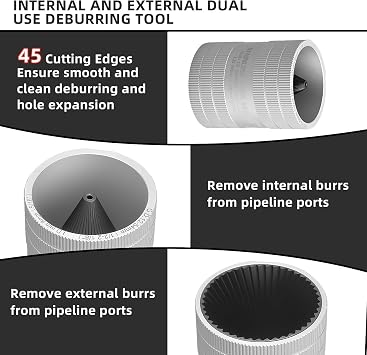 1/2 to 2-1/8 O.D. Tubing and Pipe Reamer, Deburring Tool | 45 Cutting Edges, for Brass, Copper, Stainless Steel, Aluminum, PVC Inner and Outer Pipes, Plumbing Burr Removal