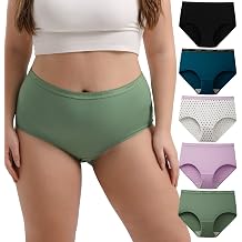 INNERSY Plus Size XL-6XL Big Curvy Woman Cotton Underwear High Waist Briefs 5-Pack