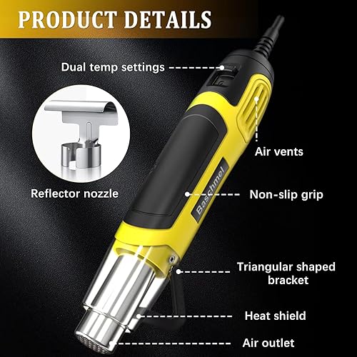 Miniatura 3 de Mini pistola de calor, 500 W, 2 temperaturas, 662 F-932 F (662.0 F-932.0 F) pistola de aire caliente de calor rápido con cable de 5.9 pies y