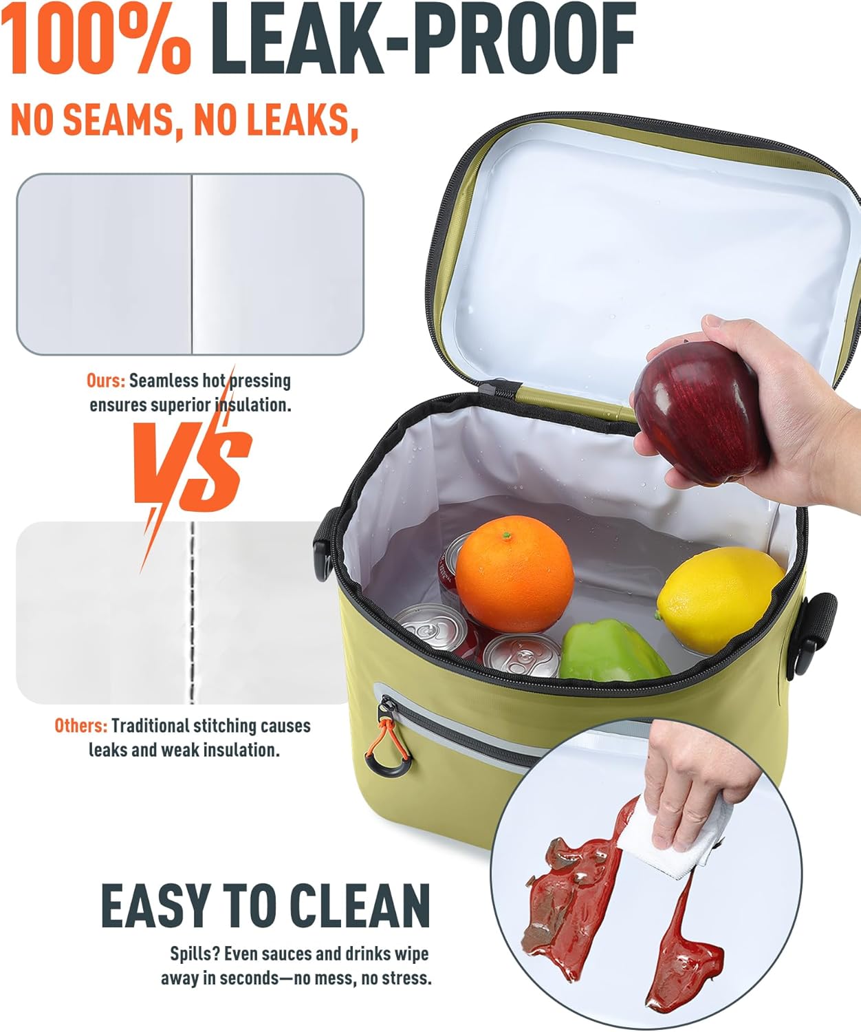 Soft-Sided Cooler Bag, 7/16/30 Can Insulated Lunch Box, Waterproof, Leak-Proof, Portable Lunch Bag for Work, Beach, Drink, Travel, Camping, Picnic - Image 3