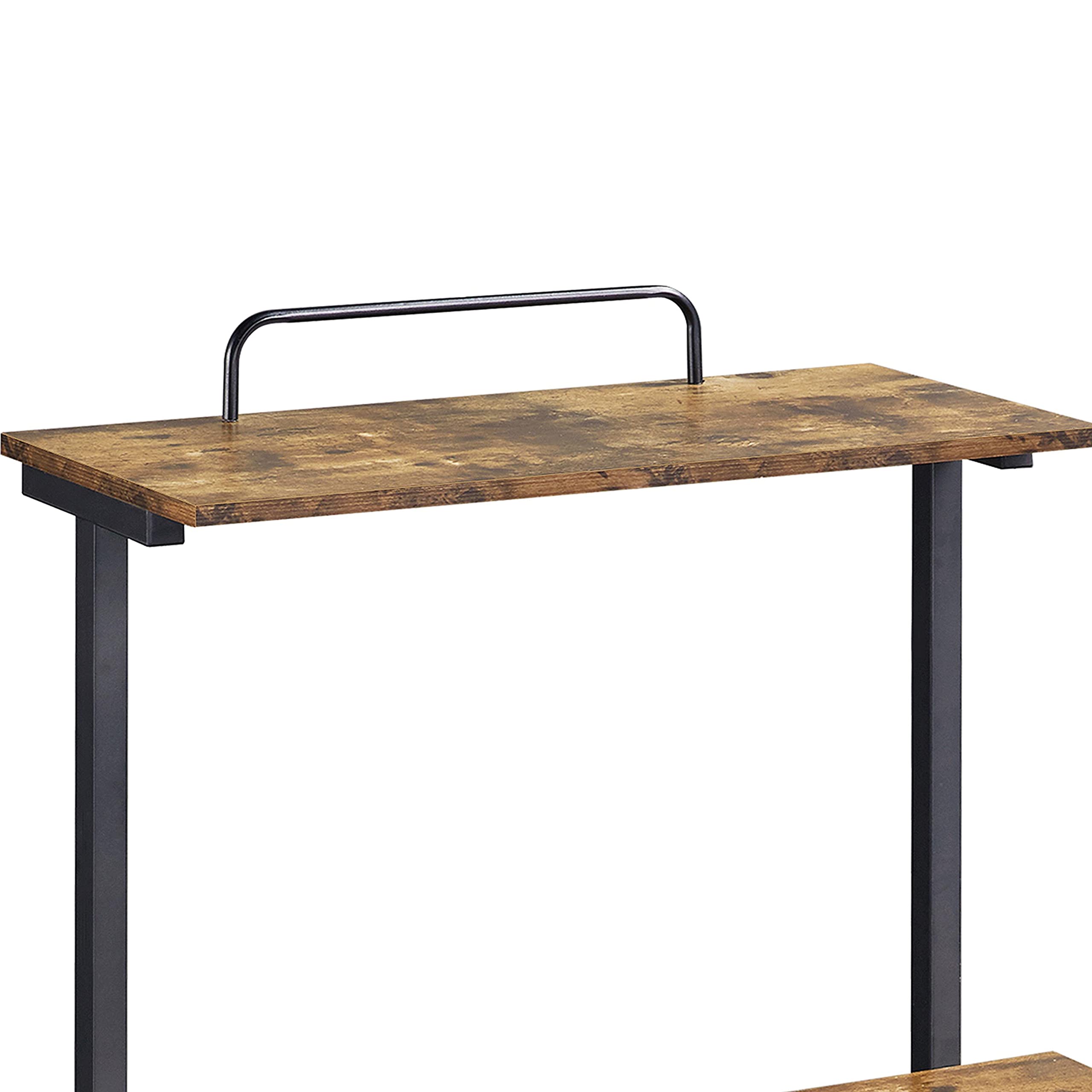 Yaheetech Bureau Informatique avec 3 Tablettes de Rangement Design Table Ordinateur roulettes avec Freins Bureau Ordinateur 80 x 50 x 132 cm Brun Rustique