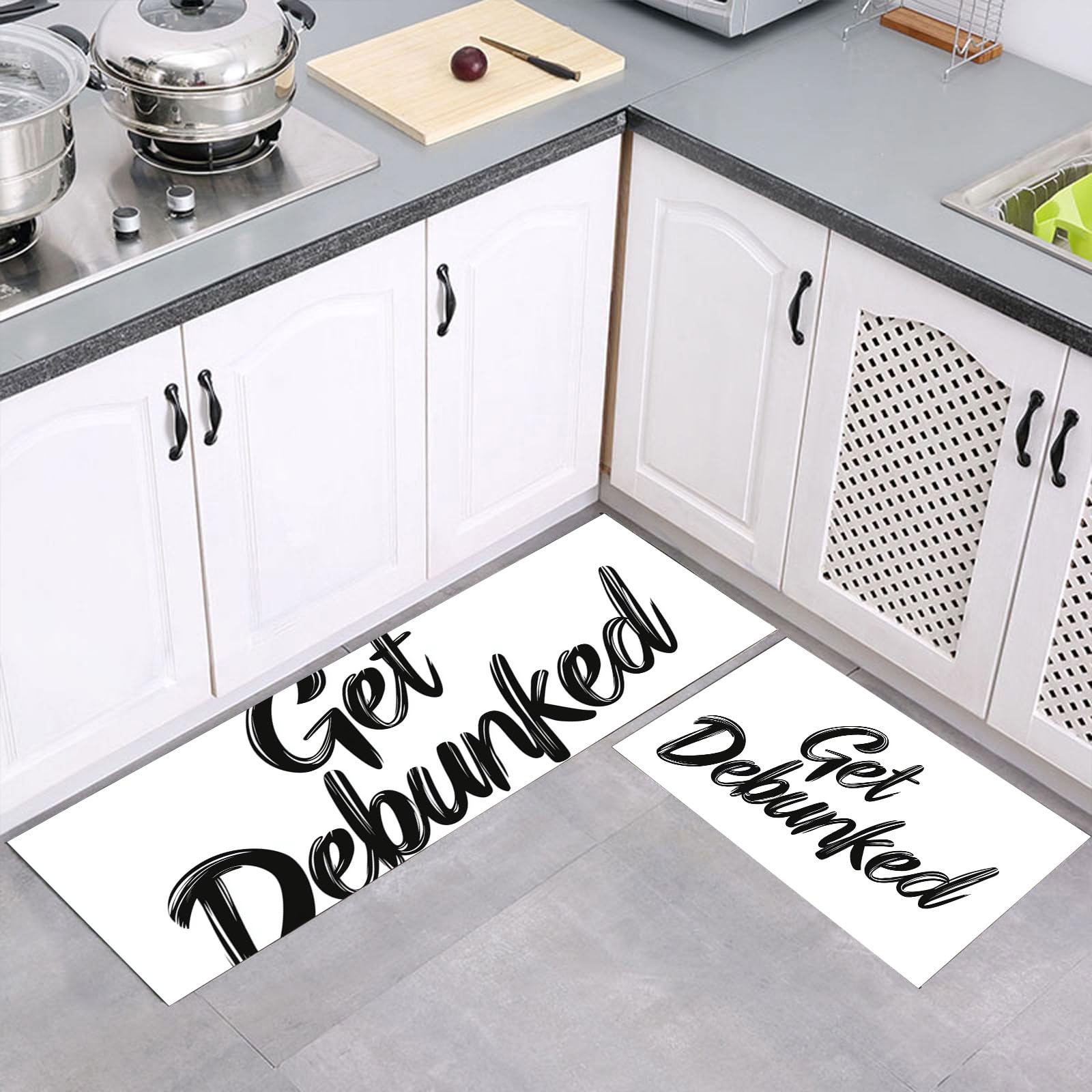 Tapis de cuisine antidérapant lavable avec autocollants fixants lot de 2