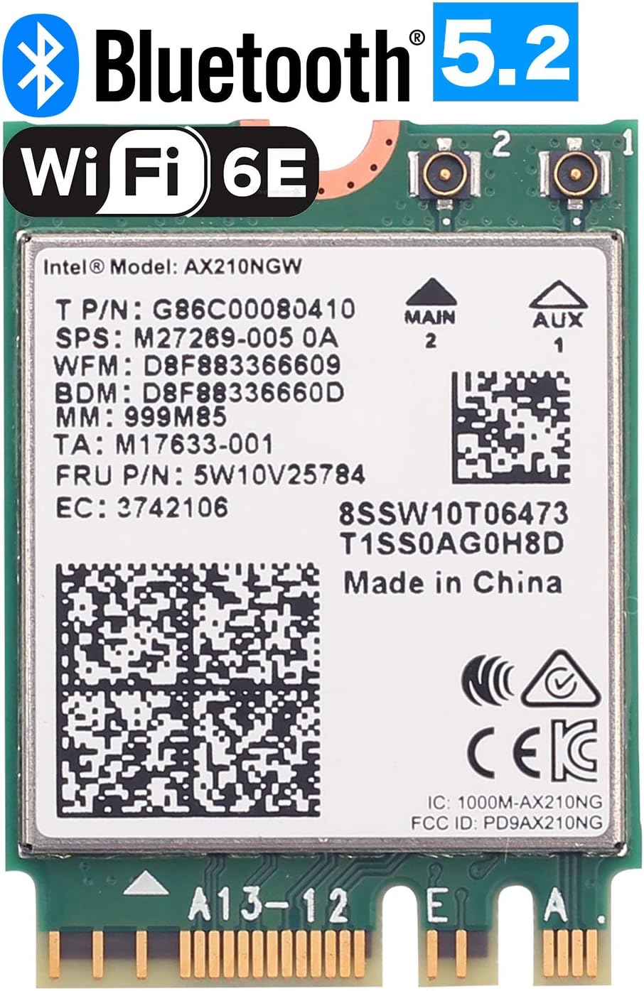 OKN WiFi 6E AX210 Expands WiFi into 6GHz 5400Mbps with BT 5.2 and Wpa3 Security Tri-Band Wireless Module for Laptop and Desktop, Support Windows10/11 64bit : Electronics