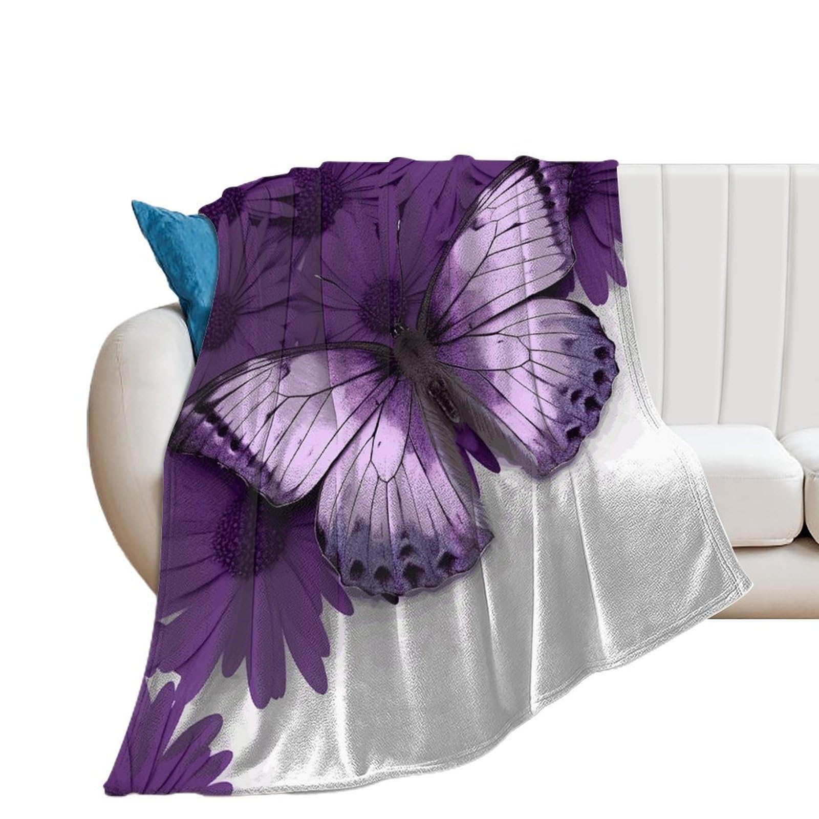 Couverture flanelle compacte pour voyage plaid violet anti-froid