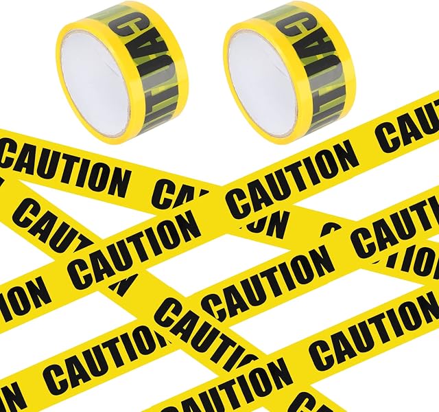 Yellow Caution Tape, 50M Halloween Hazard Warning CAUTION Adhesive Barricade Tape, Halloween Caution Tapes Readability for for Workplace Danger Areas Halloween Decorate