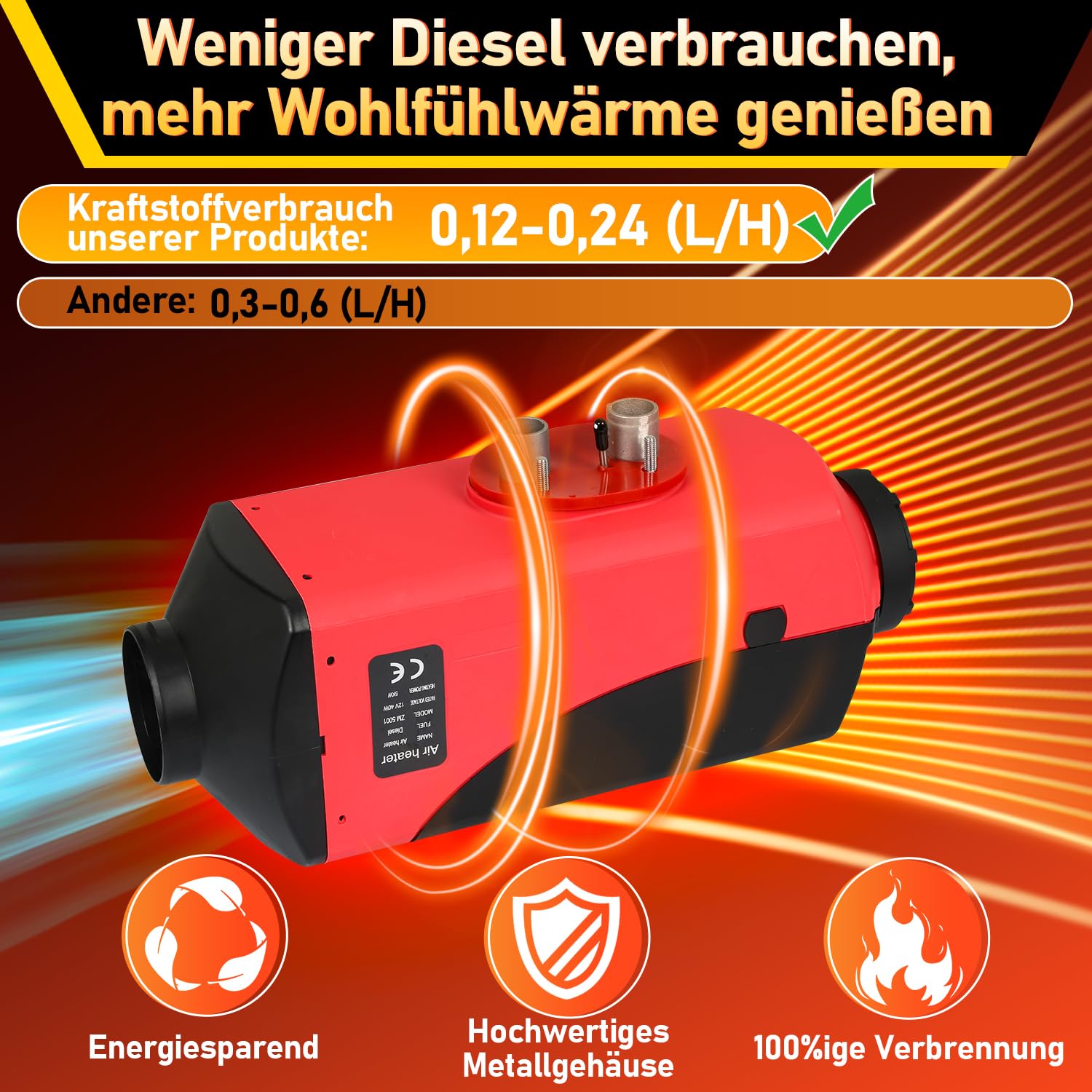 Ikodm Calentador de Aire Diesel 12 V 8 kW, Calefacción Estacionaria Diesel, calentador de aire diésel con mando a distancia, pantalla LCD, silenciador, para camión, caravana, barcos, coche