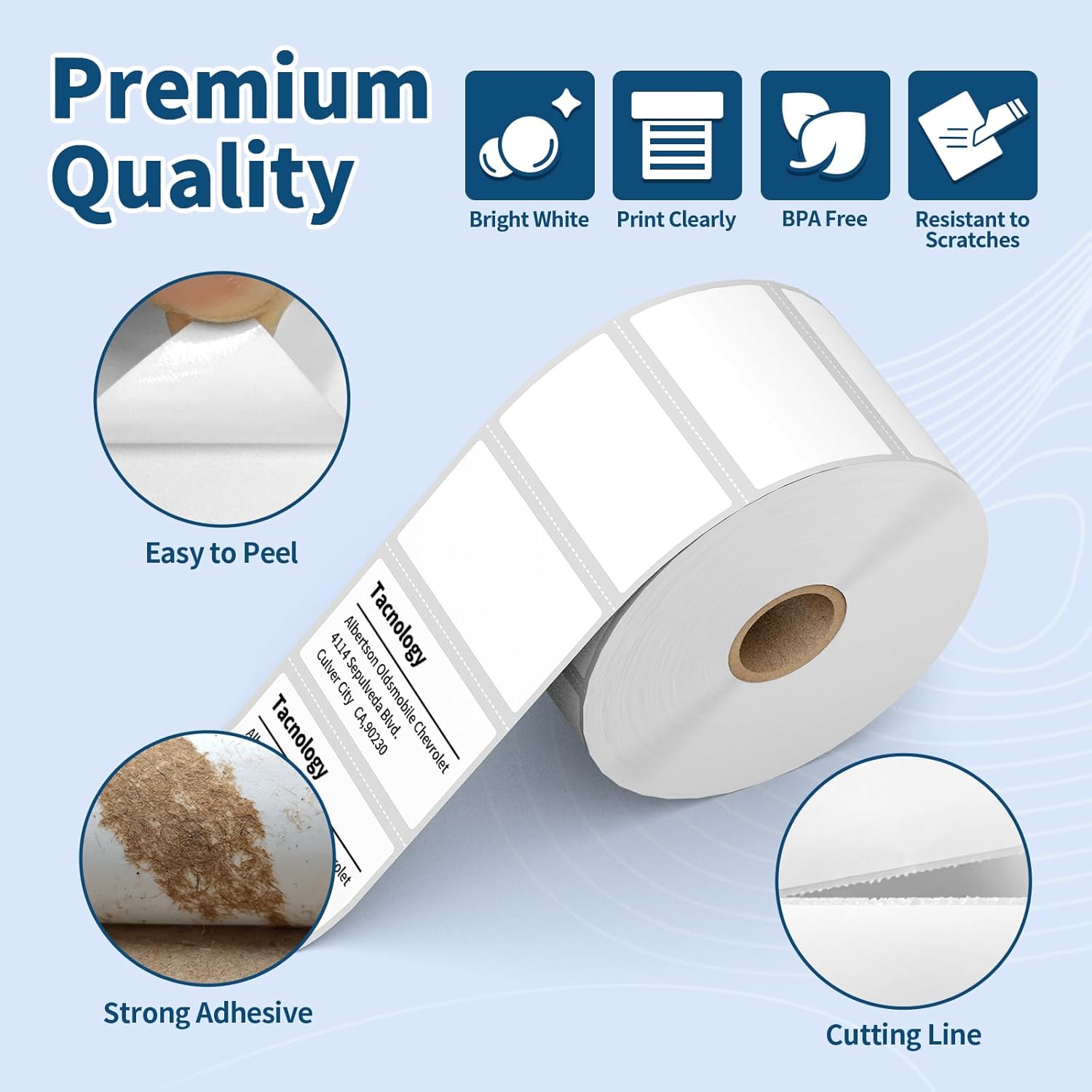 Tacnology 24 Rolls 2" X 1" Direct Thermal Labels - Perforated Barcode Replacement Labels - Compatible with Rollo & Zebra Desktop Printers - FBA Adhesive Address Shipping Labels- 1300 Labels/Roll - Image 3