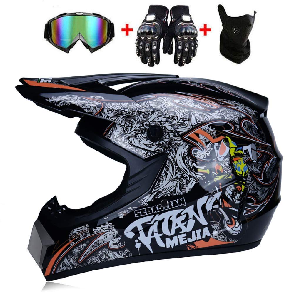 Zestaw kasków motocrossowych, dziecięcy kask rowerowy na całą twarz z goglami, rękawiczkami, maska do roweru górskiego, zestaw kasków, dla młodzieży mężczyzn, kobiet, dzieci, certyfikat DOT