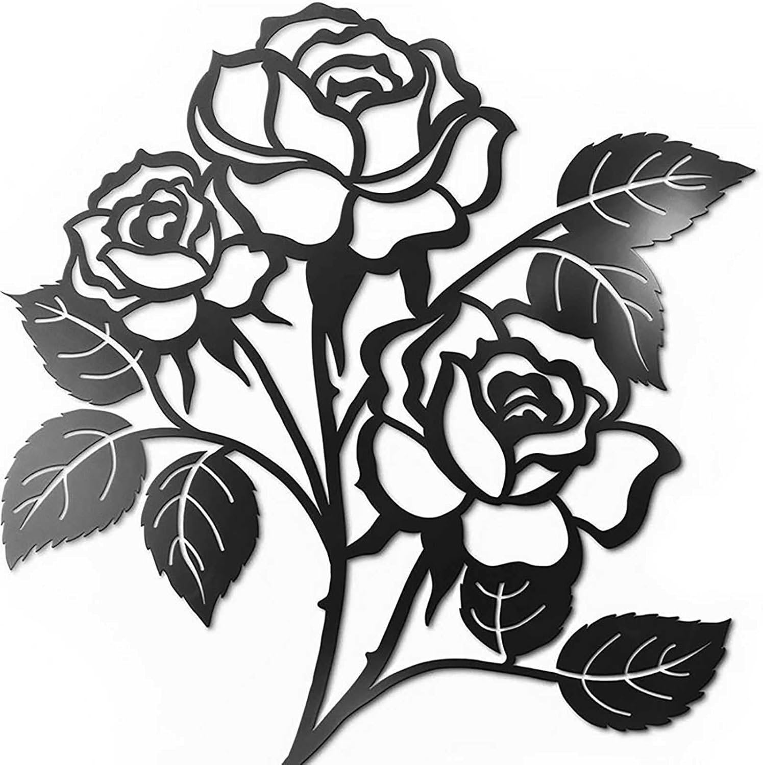 TTdamai Rose Wall Decor Black Metal Art Rose Flower Wall