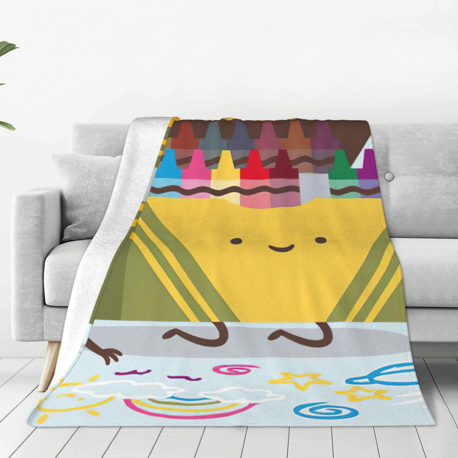 Couverture en polaire douce pour canape motif mignon boîte à crayons