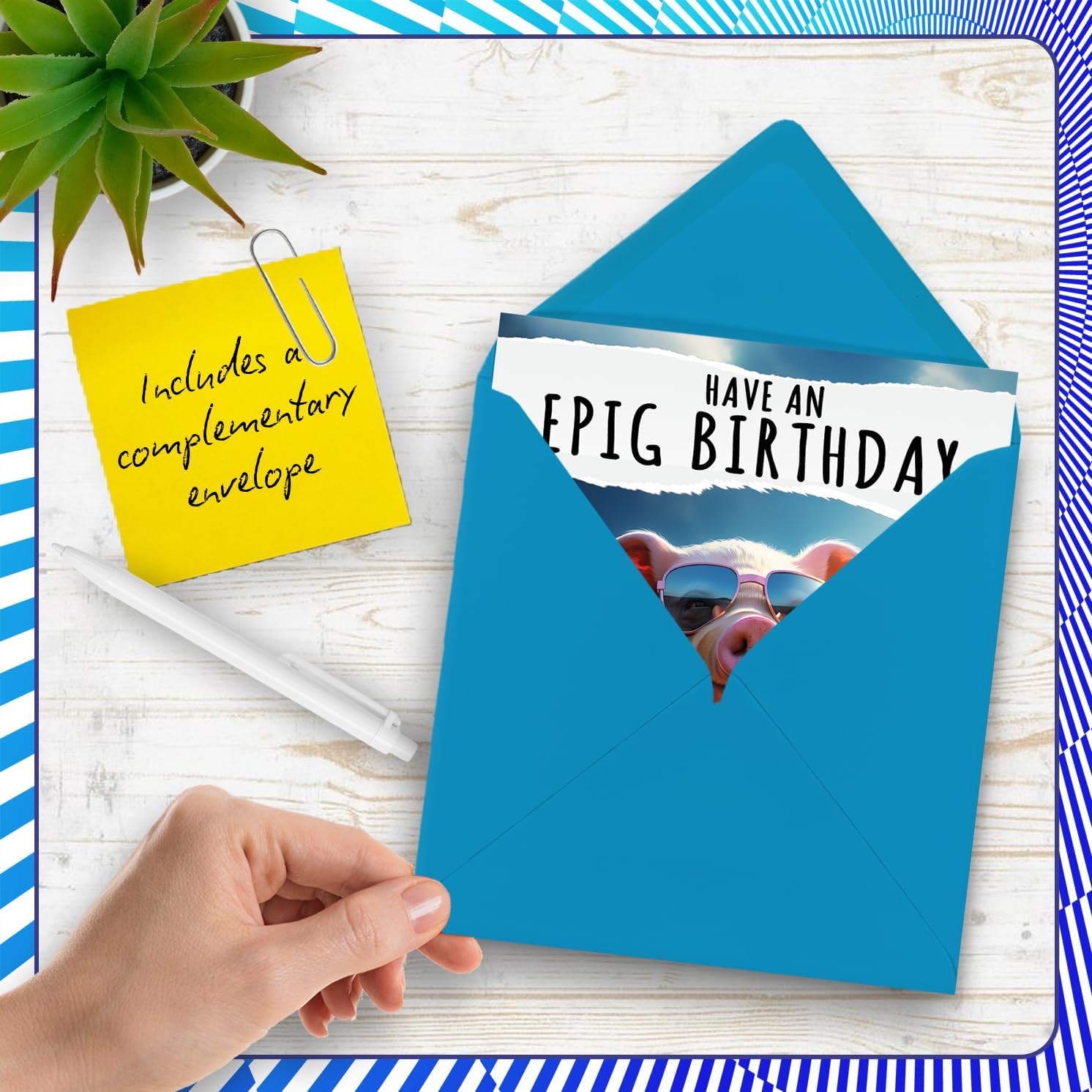 Stuff4 Pig Birthday Cards for Women Men - EPIG - Animal 5.7 x 5.7 Inch Greeting Cards, Birthday Card for Mum Dad Sister Brother Daughter Uncle Auntie Bestie Work Colleague Friend Funny bday cards