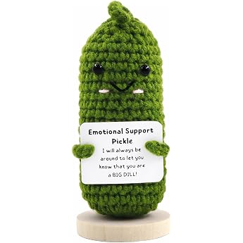 Meanju Positive Potato Cucumber Cuddly Toy Pocket Hug Emotional Support Pickles Cucumber Lucky Charm Courage Gift Positive Hand Knitted Best Birthday Gift for Girlfriend