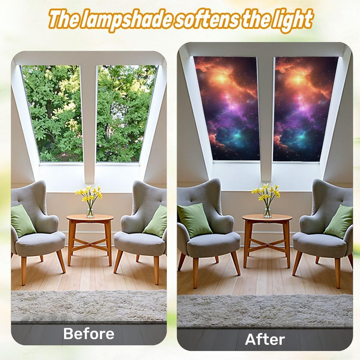 Fluorescent Light Covers for Ceiling Lights Colorful Nebulae Easy to Install Magnetic Light Filter for Classroom Office Hospitals School Home Decor