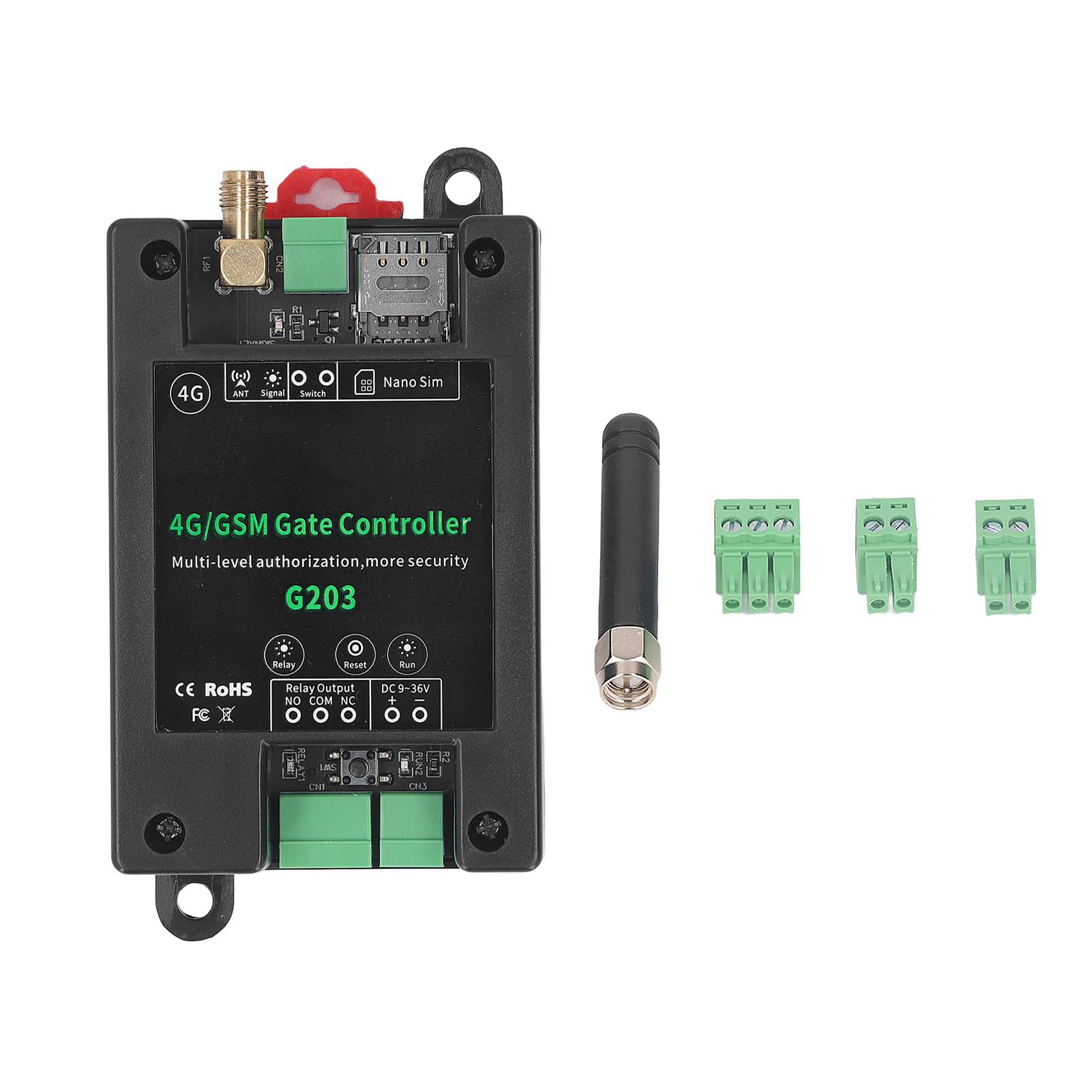 Ouvre-porte GSM, G203 Ouvre-porte GSM avec Télécommande D'accès à La Porte de Garage 3G 4G, DC9‑36V Prise en Charge de La Réinitialisation DuduRedémarrage à Distance pour Ascenseur