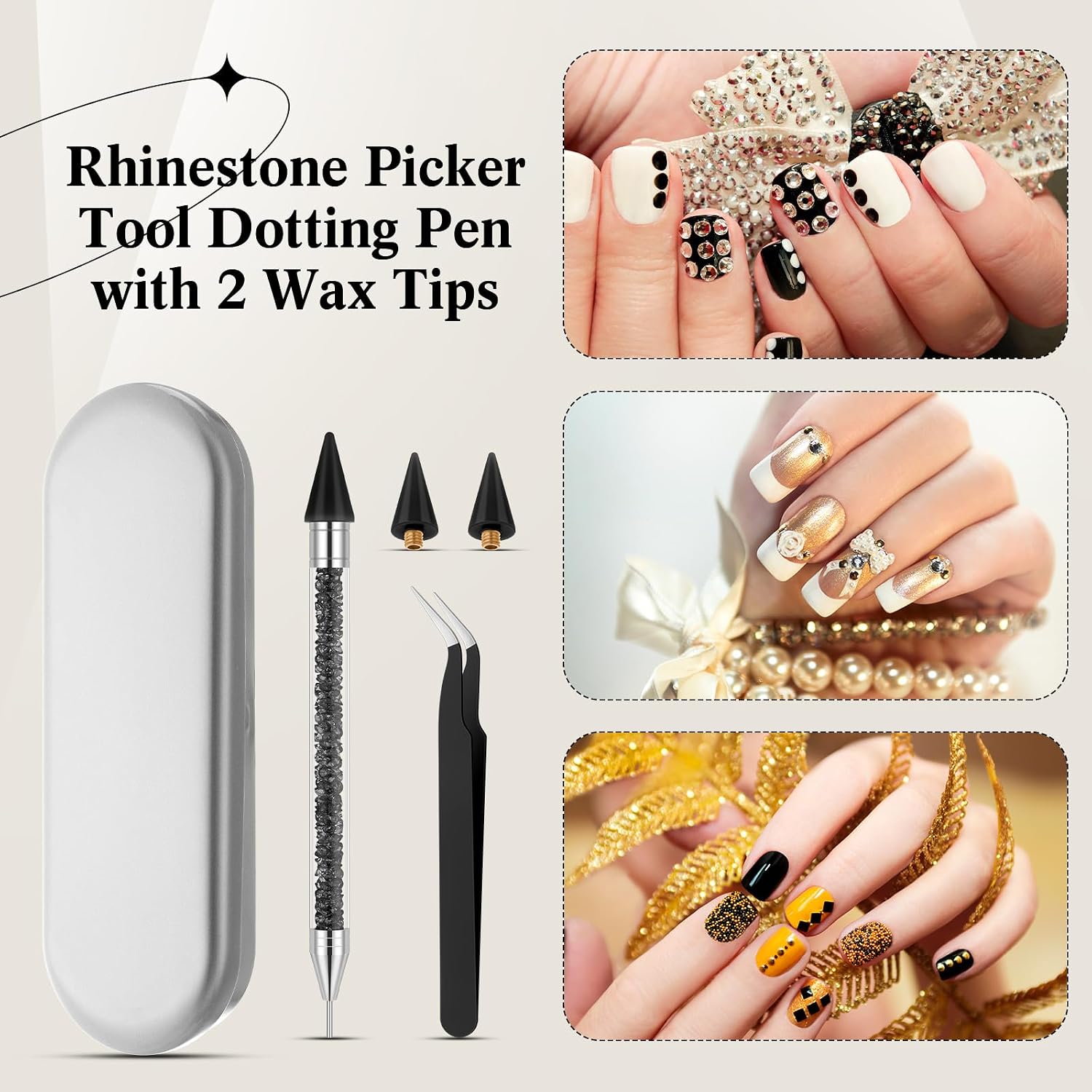 Tatuo Rhinestone Picker Tool Bedazzling Pen Dual Head, Black