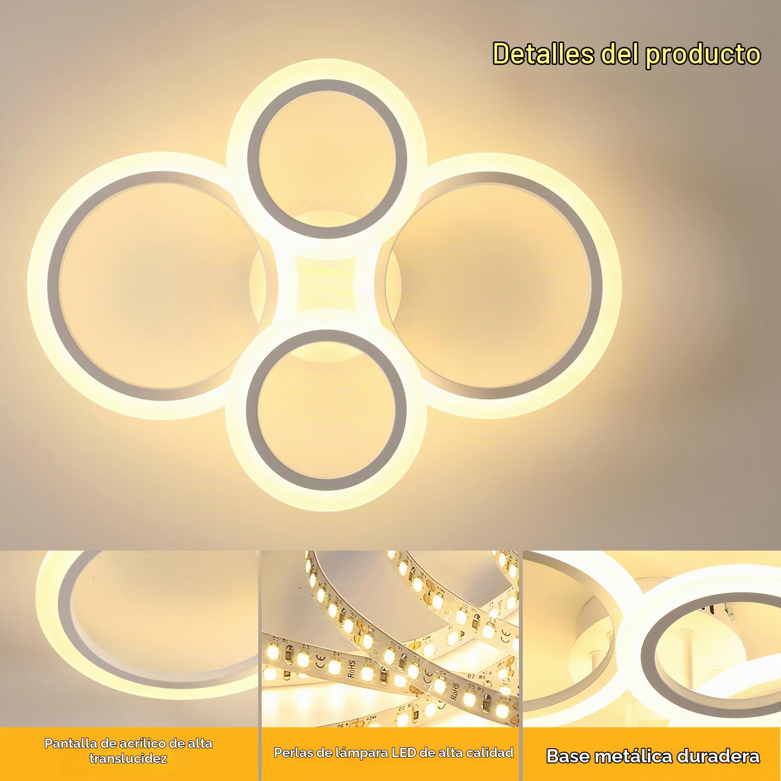 DELIPOP Plafon LED Techo Redondo Regulable, 32W 3600LM Lámpara de Techo | Iluminación de Techo con Mando para Dormitorio Sala de Estar, Blanco, 3000K-6500K