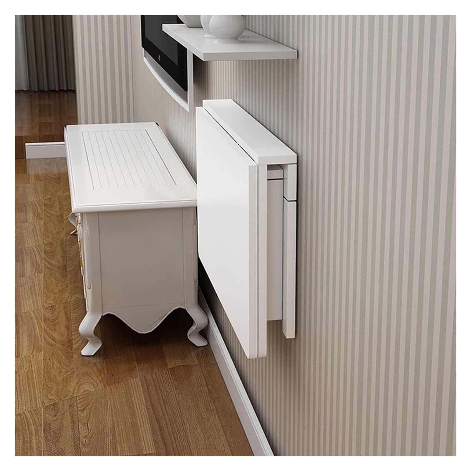 Tavolo Pieghevole a ribalta da Parete per Piccoli spazi - Scrivania angolare compatta per Computer, postazione di Lavoro da Gaming da Comodino (70x50 cm/27x20 Pollici) - Soluzione salvaspazi