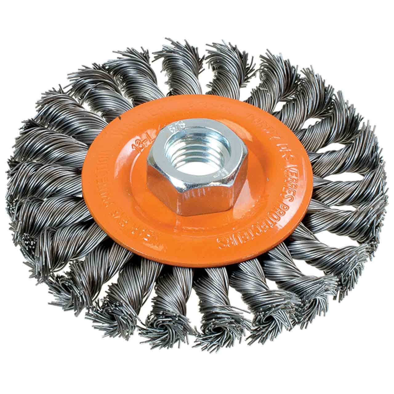 Walter 13L404 Knot Twisted Wire Wheel Brush – 4 in. Carbon Steel Finishing Brush