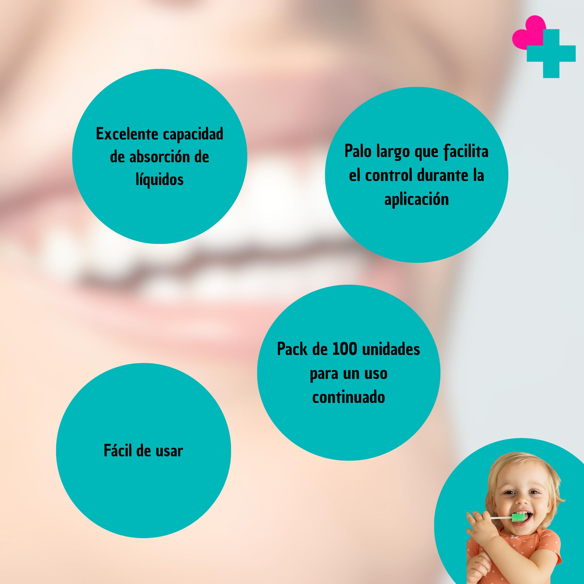Limpiador de Lengua para Higiene Bucal Diaria 100ud. Hisopos Bucales Estériles de Espuma. Limpiador Lingual Evita Mal Aliento Boca. Alternativa a Cepillo de Dientes Desechable e Hilo Dental.