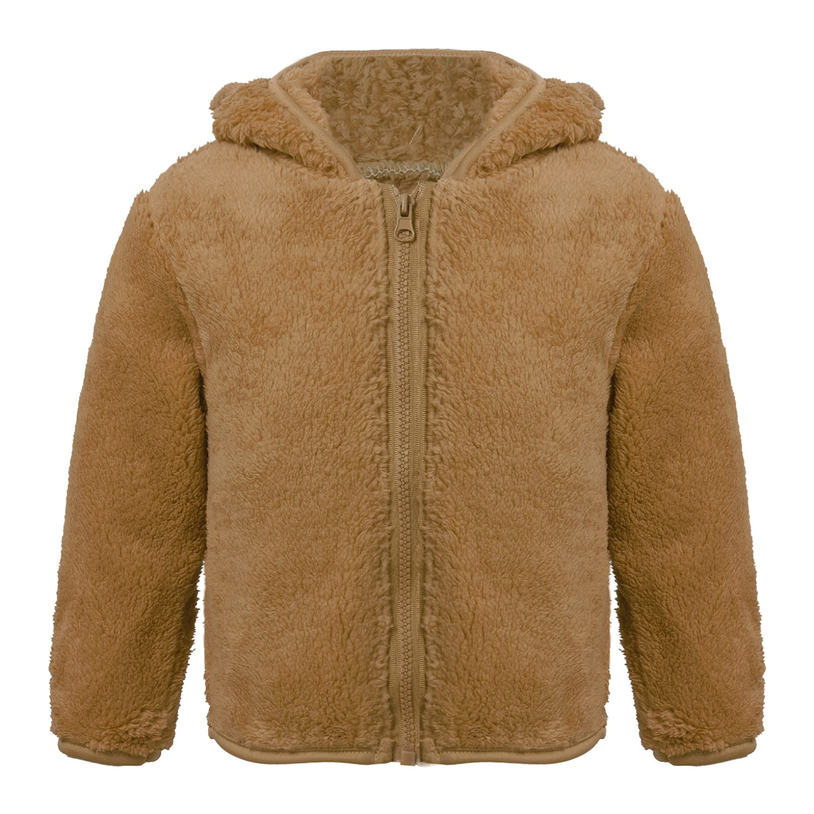 Yeahdor Toddler Baby Winter Jacket Bear Ears Hoodie Coat Faux Fur Fleece Sherpa Thicken Outwear for Girls Boys Brown A 12-18 Months