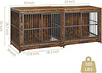 Vista 7 de Rovibek Mueble apilable para perrera de 86 pulgadas con divisor extraíble y 3 puertas, muebles de jaula doble para 2 perros, muebles esquineros