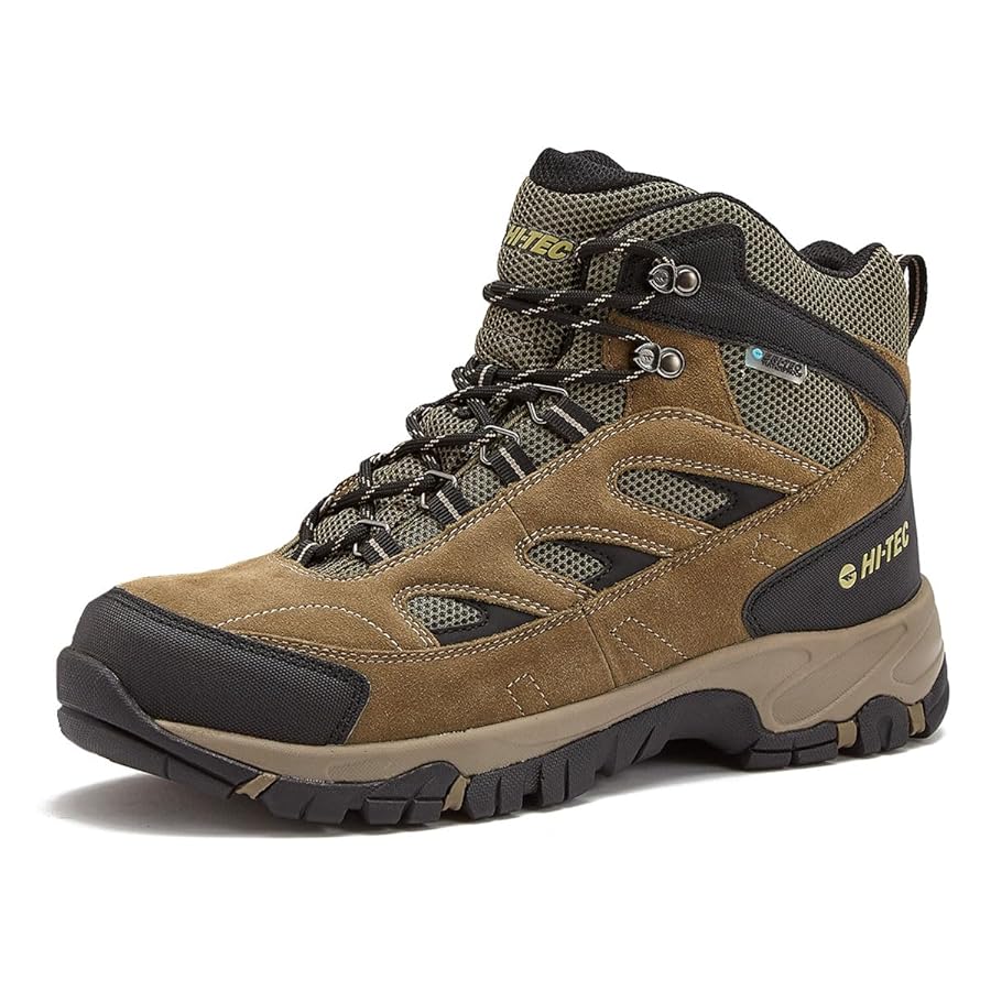 Hi-Tec Yosemite WP Mid waterproof walking boots on rocky mountain terrain