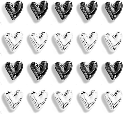 Miniatura 48 de 20 imanes dorados para refrigerador, lindo corazón de amor, imanes decorativos plateados para nevera, juego de imanes de cocina para el hogar