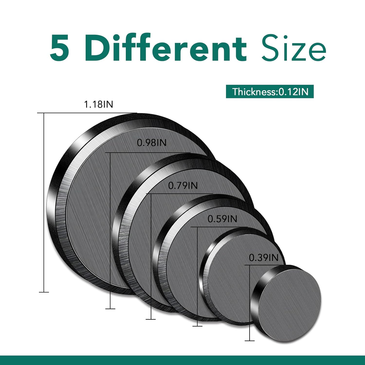 TRYMAG Small Magnets for Crafts with Adhesive Backing, 5 Different Size, 50Pcs Strong Round Circle Magnets Ceramic Industrial Magnets, Flat Ferrite Craft Magnet for Refrigerator, Button, Hobbies