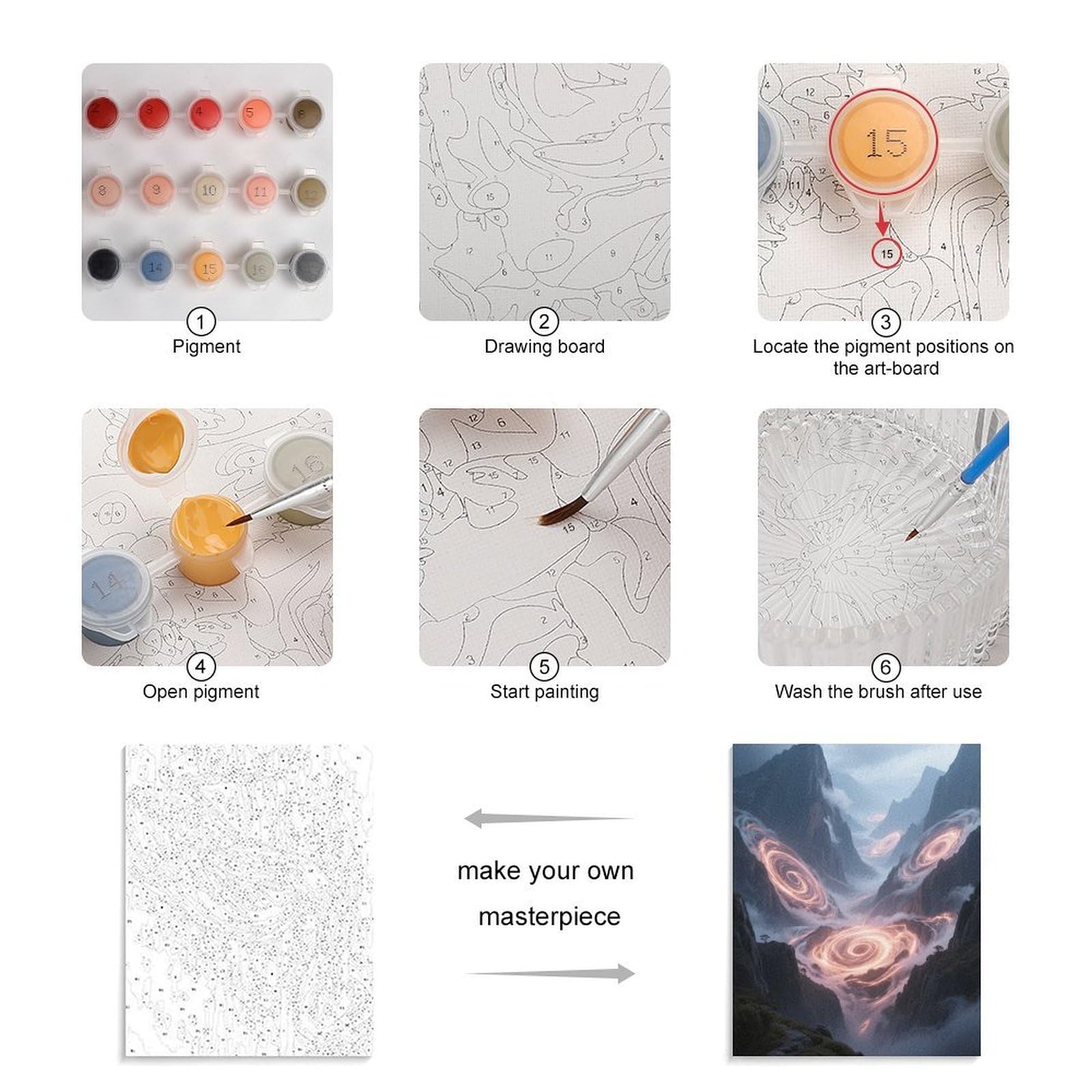 KOAYUBFC Mysterious Valley Malen nach Zahlen Kit für Erwachsene Anfänger Erwachsene Malen nach Zahlen Kits auf Leinwand DIY Acryl Ölfarben Malerei mit Pinseln als Geschenk Home Wall Decor