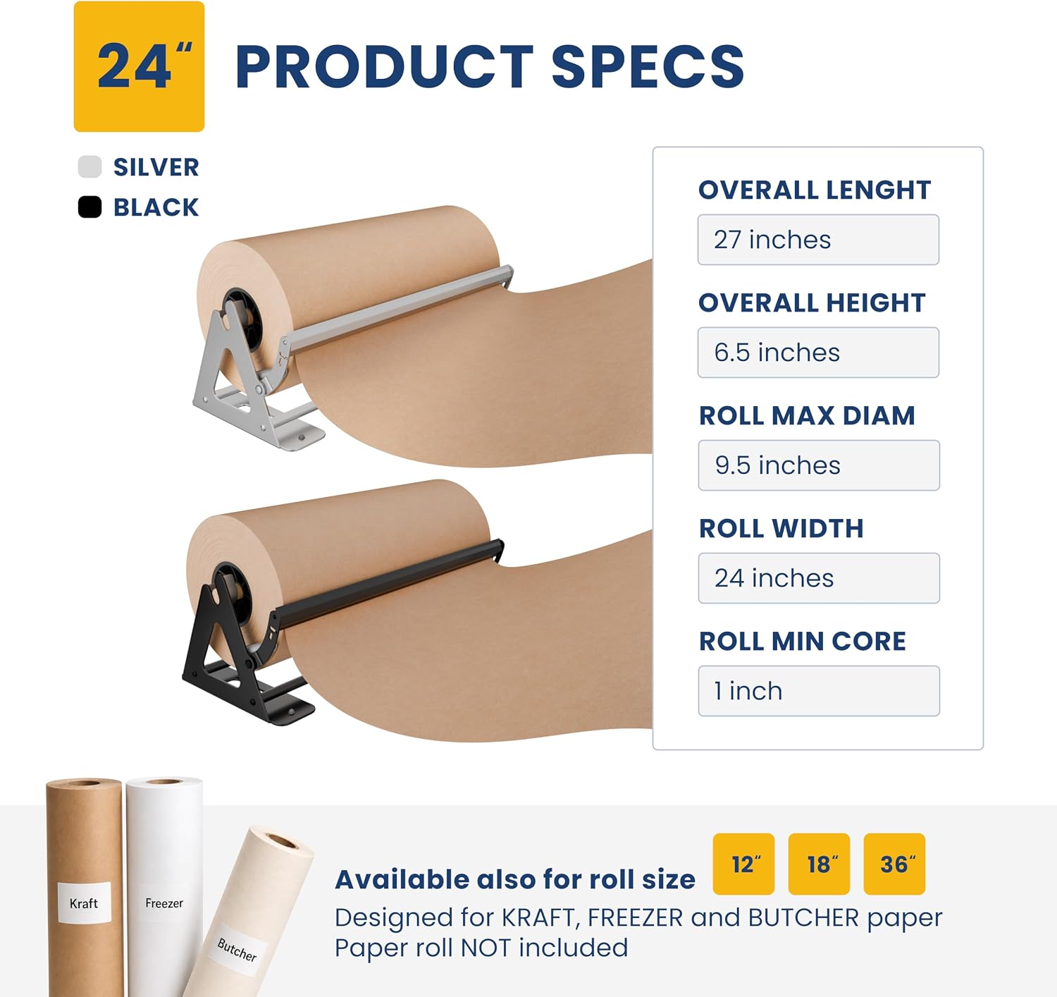 DIY CREW 24 Inch Paper Roll Dispenser and Cutter for Kraft, Butcher Paper image 5