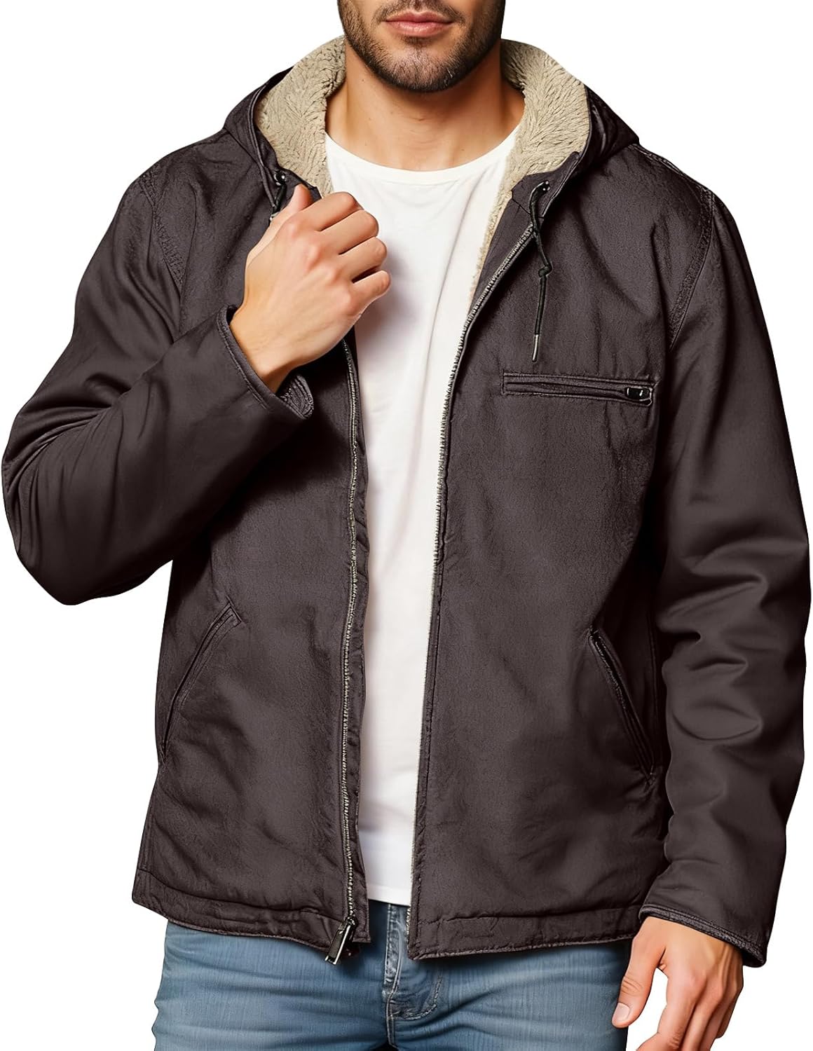 Winter Jacket Men 2025 Sweatshirt Long Sleeve Thermal Warm Big and Tall Coats Mens Fashion Cloth