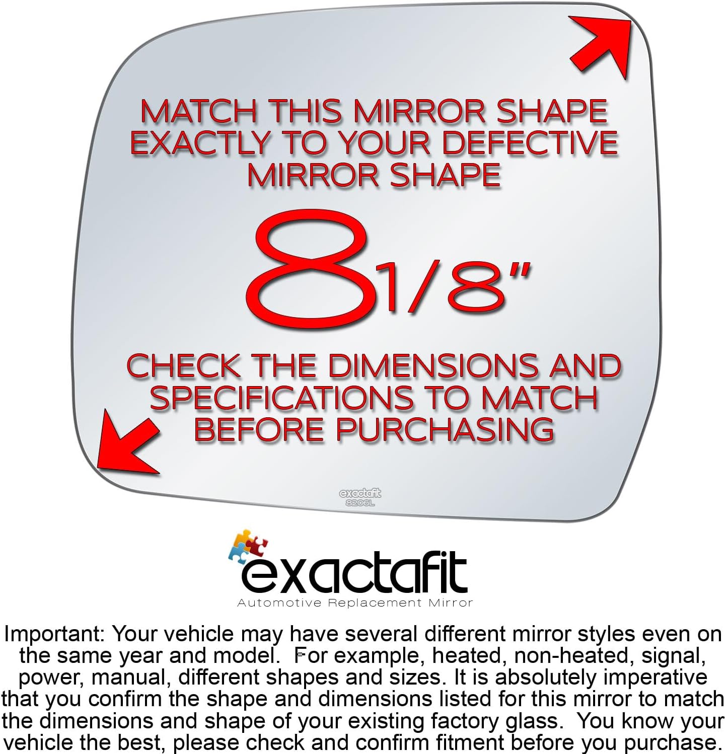 exactafit 8206L Driver Side Mirror Glass Replacement Repair Compatible With 1996 1997 1998 1999 Toyota 4Runner 4 Runner
