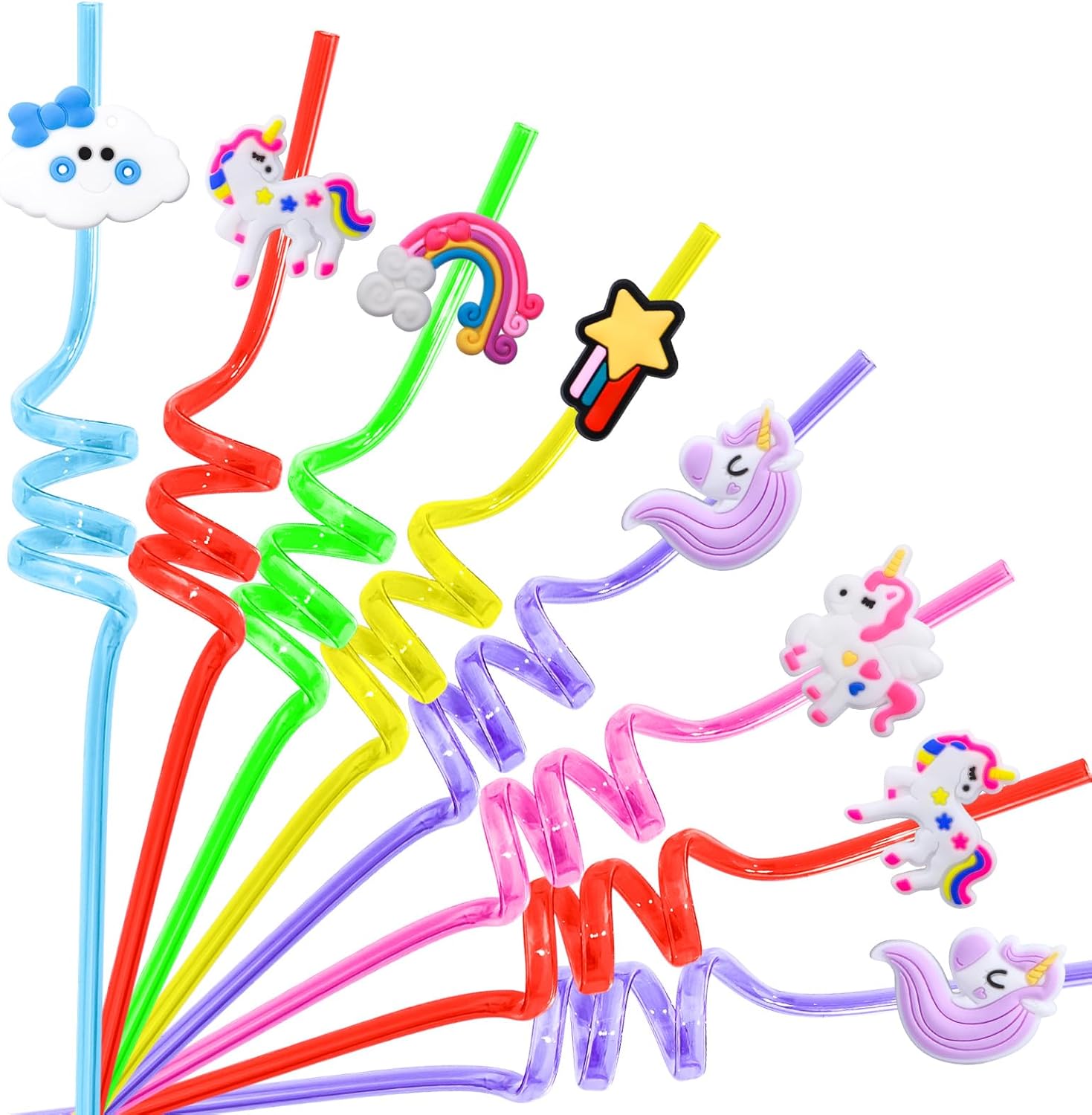 24pcs Easter Party Straw Easter Chicks Easter Eggs Easter Bunny Party Supplies Drinking for Easter Party Favors Goodie Bag Stuffers (Easter)
