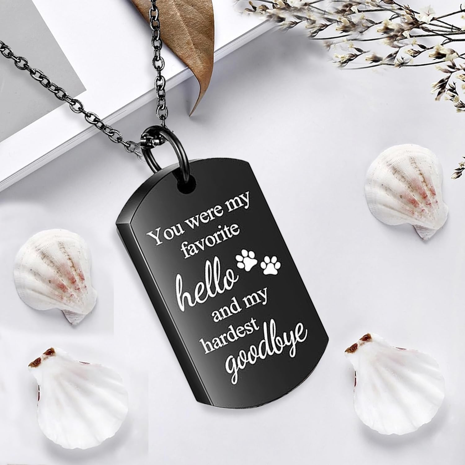 Personalized Pet Urn Necklaces for Dog Cat Ashes Memorial Dog Ashes Necklace Pawprint Cremation Jewelry Pet Keepsake Necklace with Box and Tools (Black) - Image 5