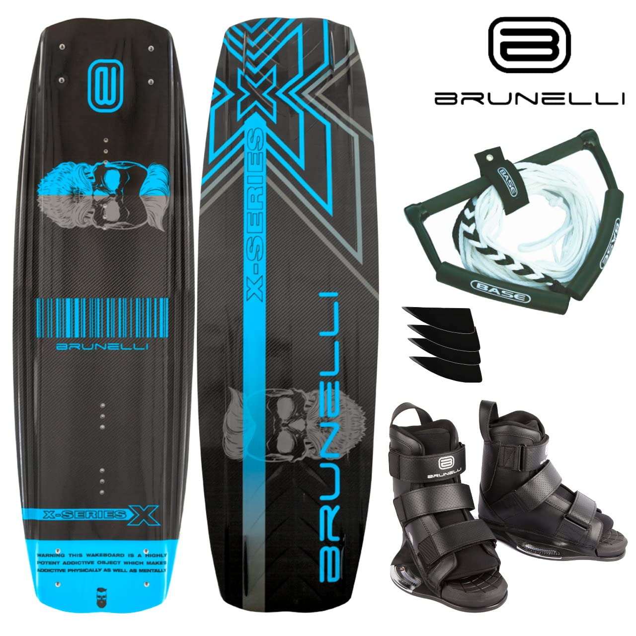 Brunelli Paquete de Wakeboard de carbono, 138 cm, encuadernación Wakeboard