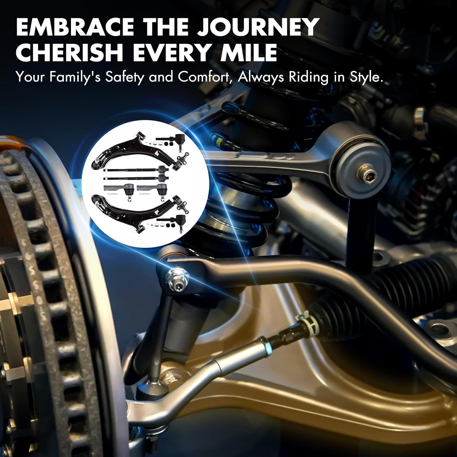 ASAPE Front Control Arm And Ball Joint Tie Rod Suspension Kit Replacement for 2000-2005 for Nissan Sentra - 8PCS Set