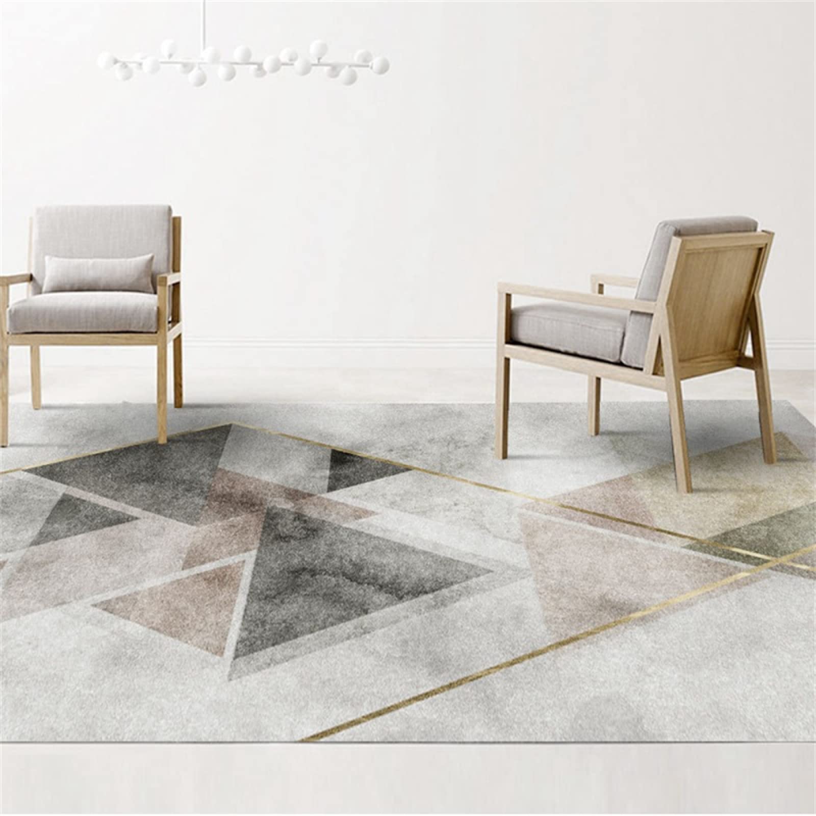 Tapis géométrique gris 160x200cm lavable en tissu polaire cristal doux