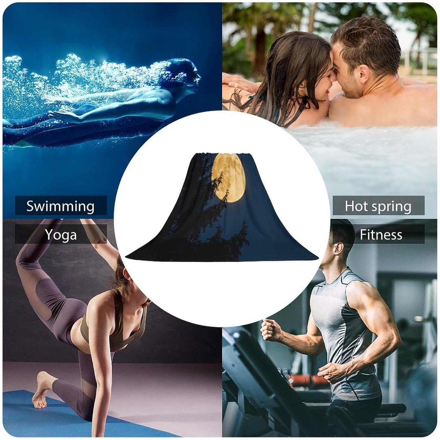 Full Moon Bath Towel, Highly Absorbent & Quick Drying Beach Towel, Compact & Lightweight Pool Towel for Bathroom, Beach, Pool, Gym, Spa, and Hotel Use