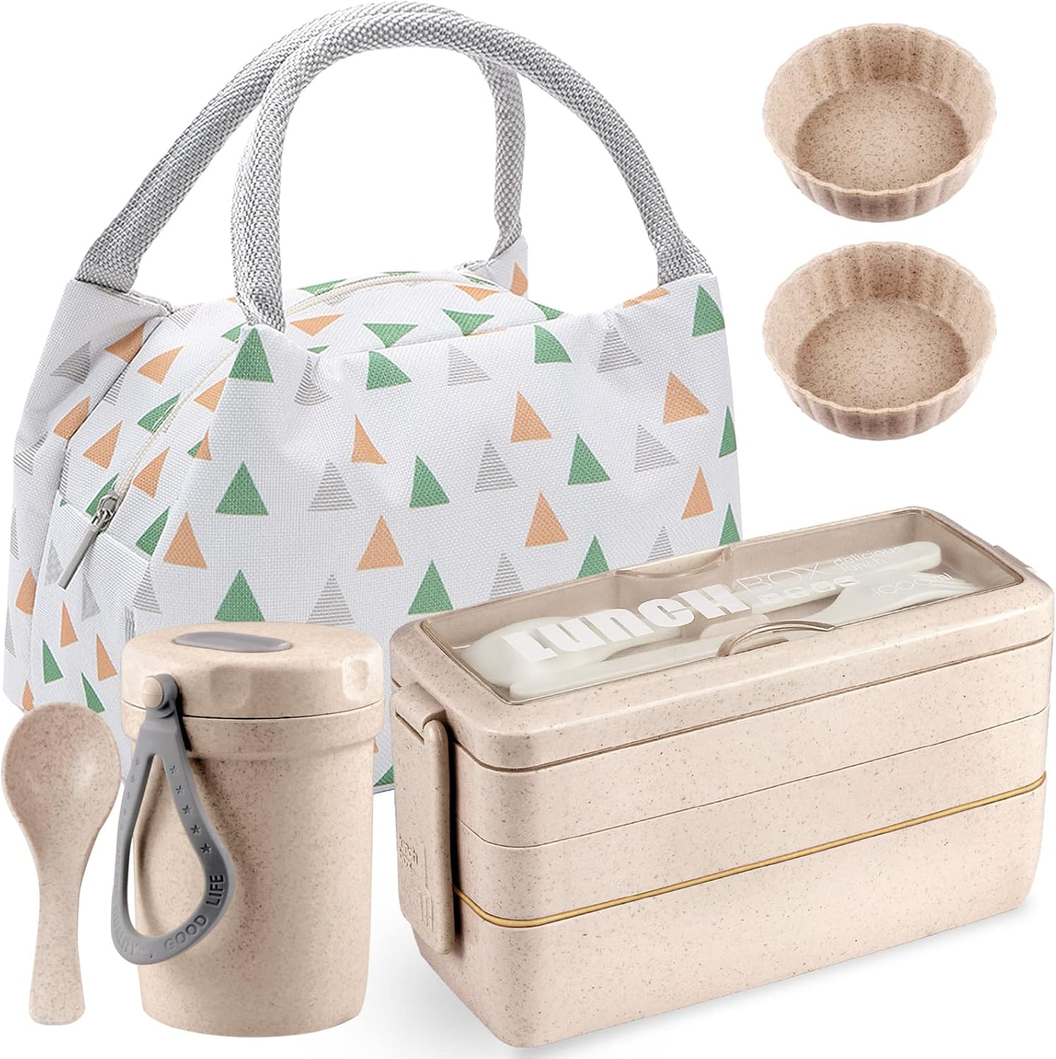 Kisstta Bento Box Japanese Lunch Box Stackable 3in1 Compartment Bento