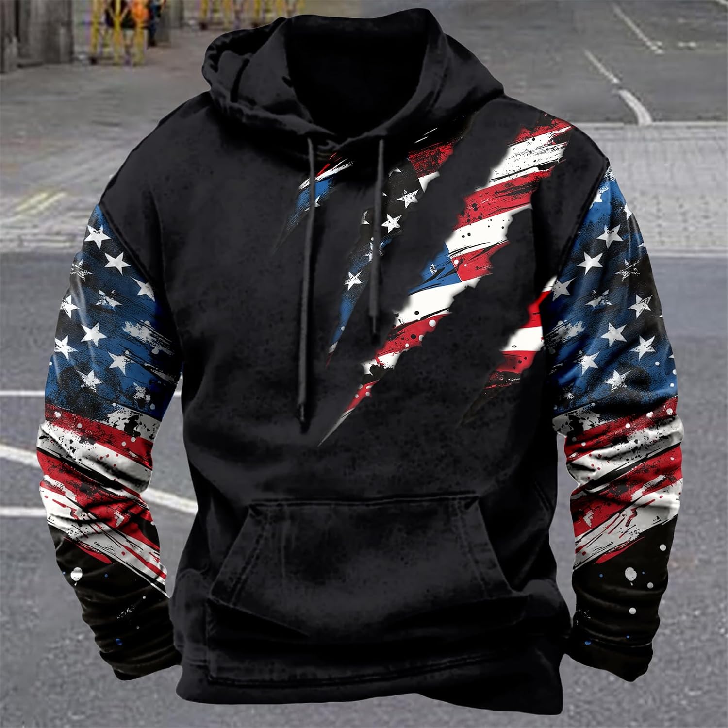 domirica Western Men's Hoodies American Flag Pullover Comfort Casual Novelty Oversized Lightweight Hooded Sweatshirts