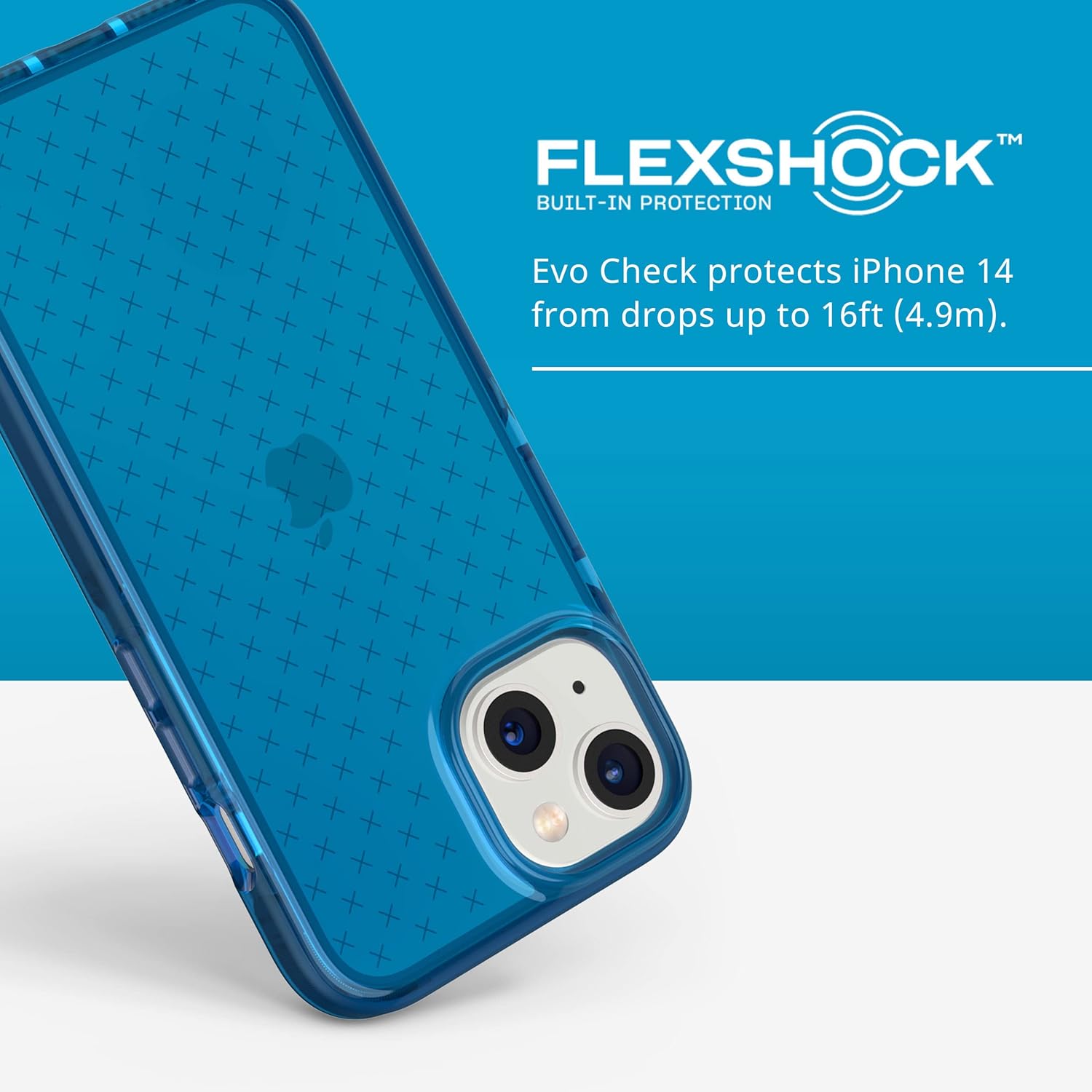 Tech21 iPhone 17e, iPhone 14 Evo Check – Shock-Absorbing & Slim Protective Phone Case with 16ft FlexShock Multi-Drop Protection & Extra Buttons