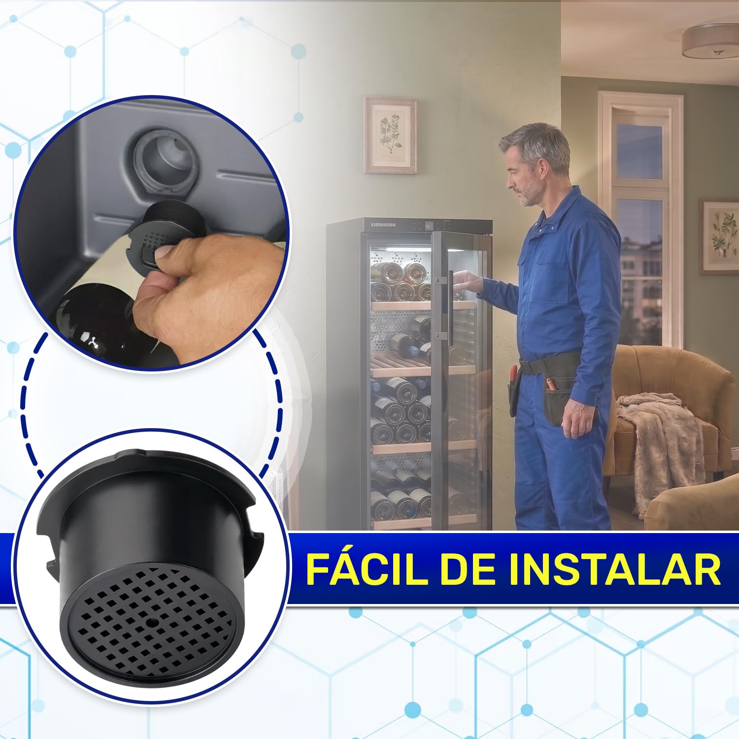 2 Piezas Filtro Carbon Activo Frigorifico Vinoteca Ø 51 mm con Código Original 7433243 7440999 9192811 para Liebherr 9447050 para Miele 467217 606509 para Bosch - MONTERAL