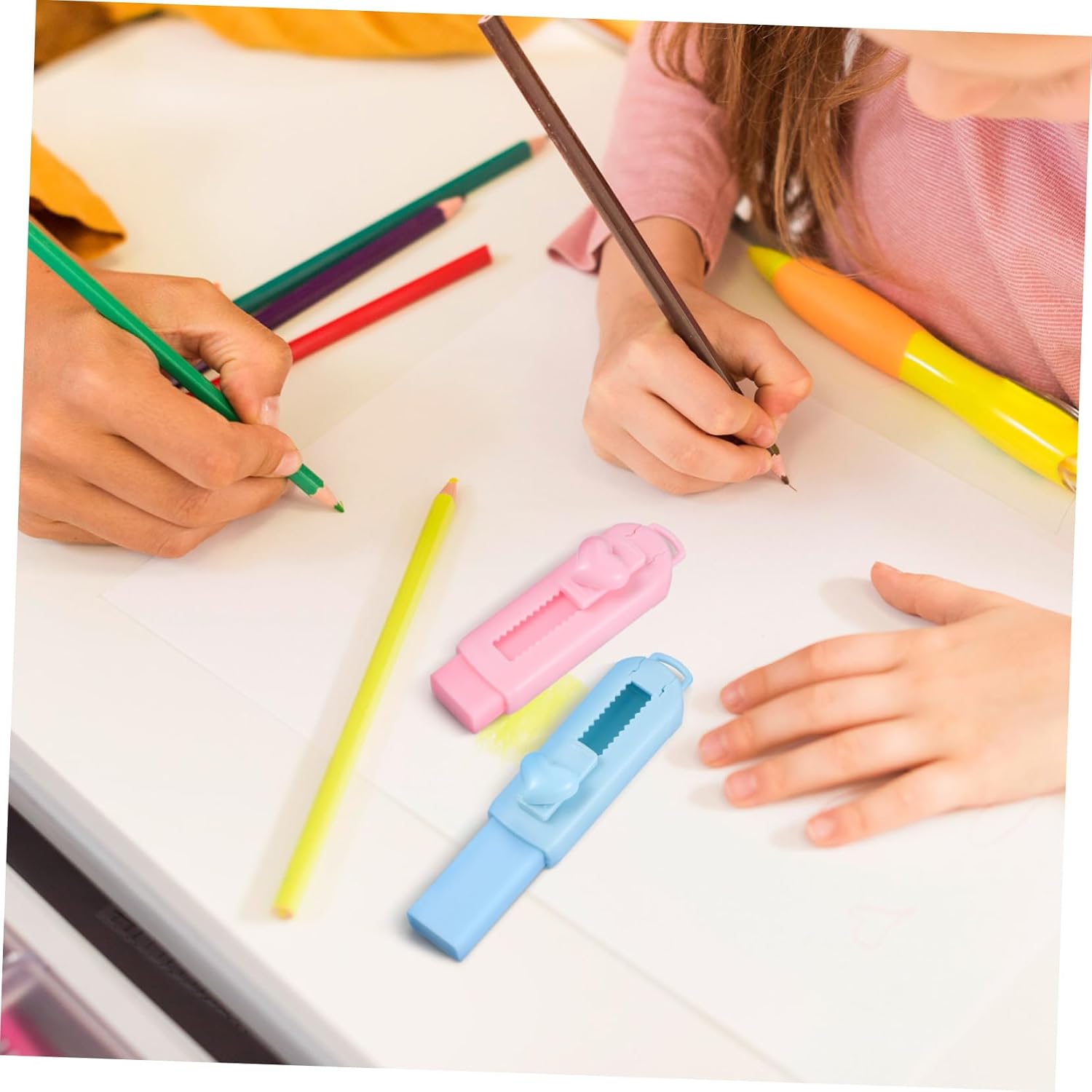 Erasers for Boys and Girls 5 Pack Retractable Sliding Erasers Bright Colors Classroom Supplies