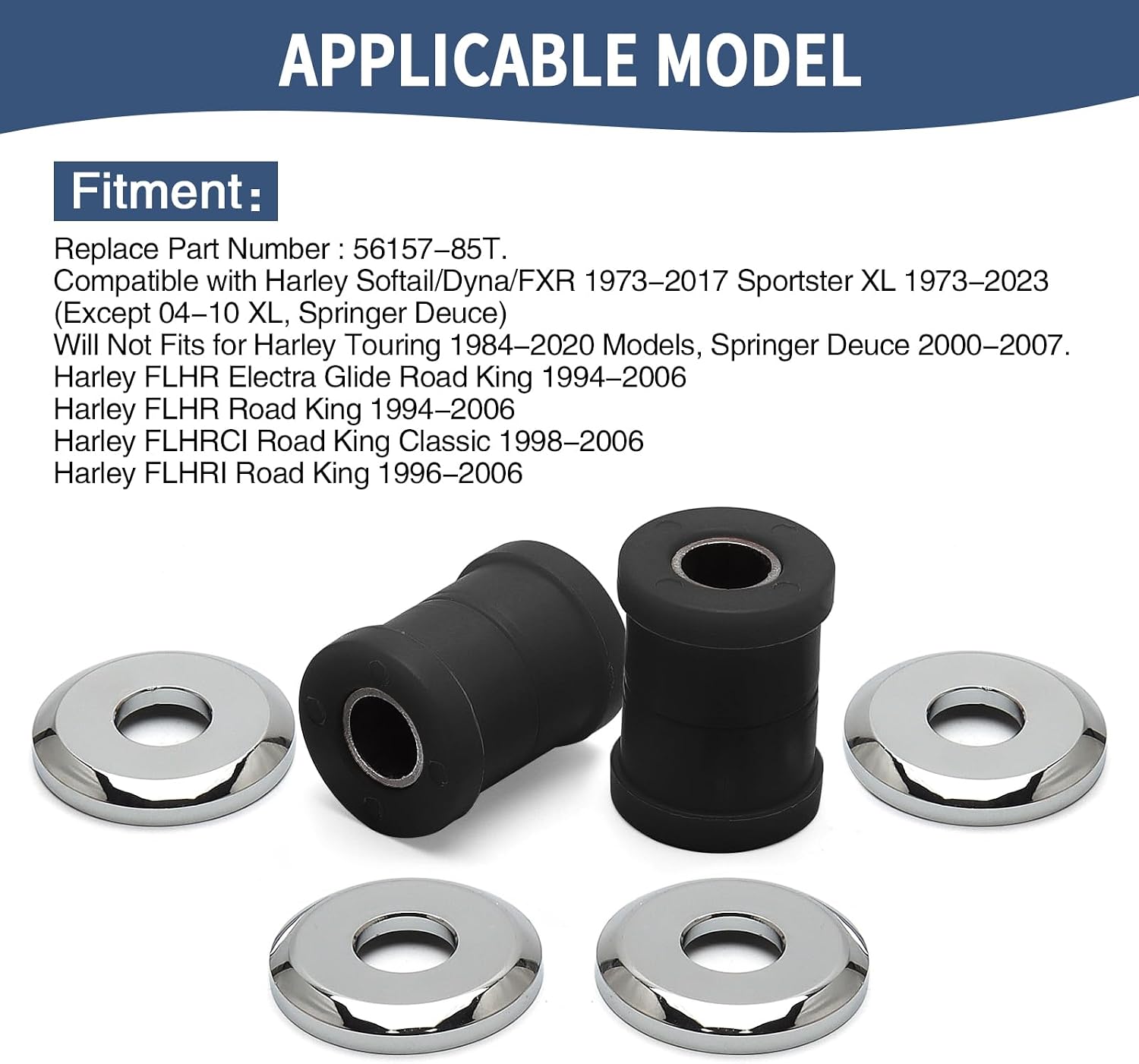 Polyurethane Handlebar Riser Bushings Fit For Harley Big Twins 1973-Up Sportsters 1973-2003 (Black White)