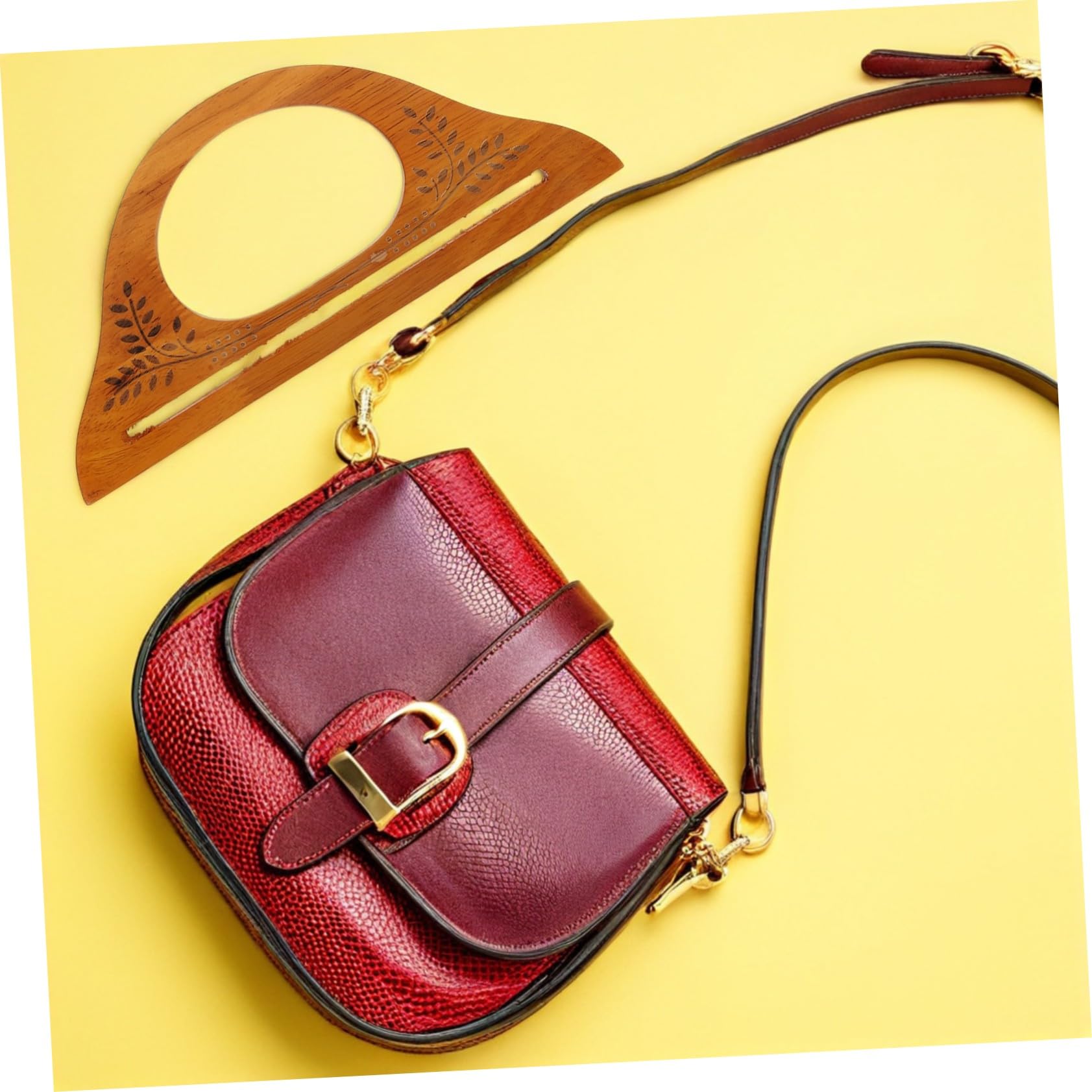 4 Piezas Asas de Madera para Bolsos con Tallado Artesanal Asas Reemplazo para Bolsas de Ganchillo y Mango D de Accesorios para Hacer Bolsos DIY Resistentes y Elegantes