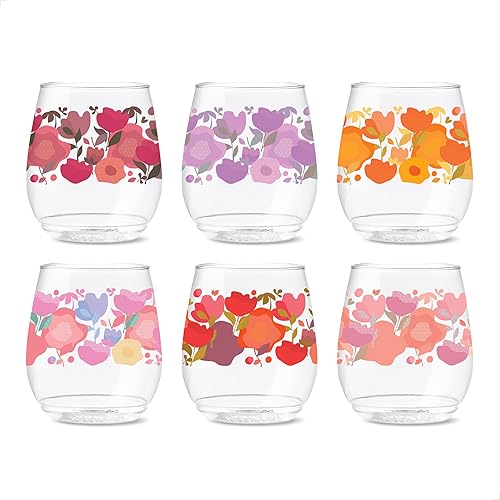 Miniatura 26 de TOSSWARE POP - Juego de 6 vasos de vino de 14 onzas Serie Mid-Century Retro, de alta calidad, reciclables, irrompibles y de plástico transparente