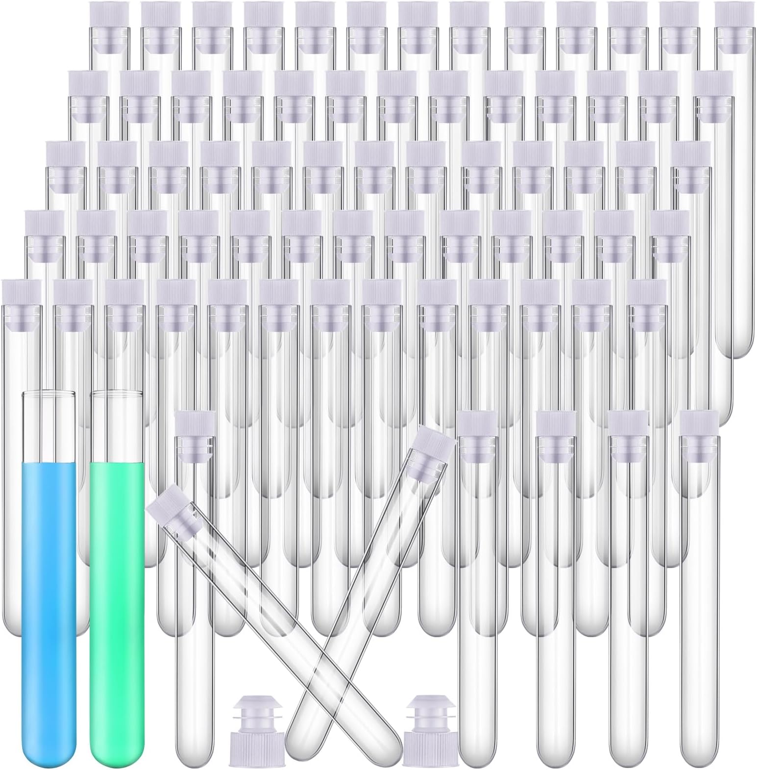 Xuhal 400 Pack Plastic Test Tubes 12 x 100mm 12 ml Lab Tubes Test for Scientific Themed Birthday Party Supplies (White Color)